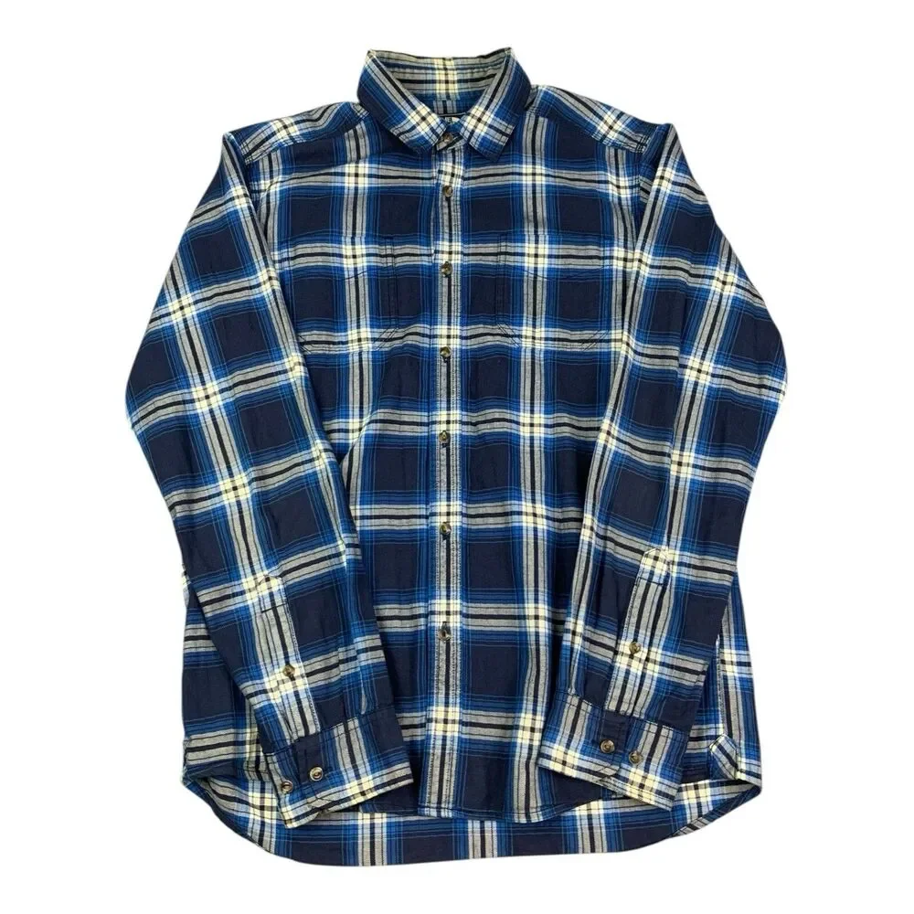 The North Face Men’s Flannel Shirt, Long Sleeve, Blue Plaid, Size Medium